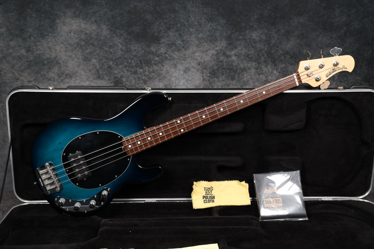 2005 Music Man Stingray 3EQ, Pacific Blue Burst – Andy Baxter Bass