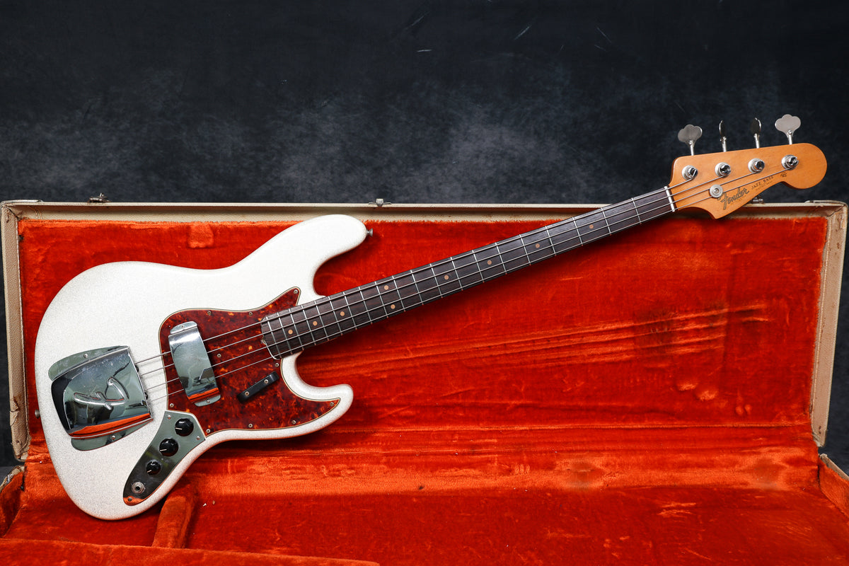 1964 Fender Jazz Bass, White Sparkle Refinish – Andy Baxter Bass