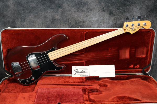1978 Fender Precision Bass, Fretless, Wine Red