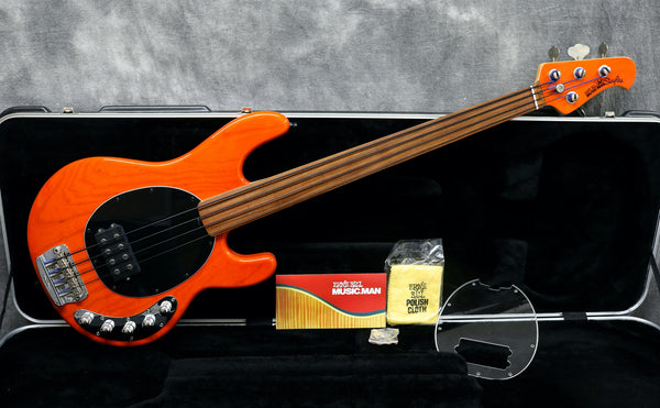 2008 Music Man Stingray 4 H, 3EQ, Fretless With Piezo, Translucent Orange