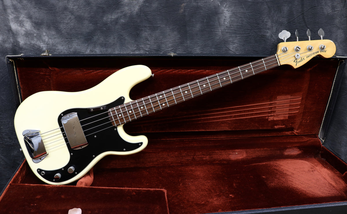 1977 Fender Precision Bass, Olympic White – Andy Baxter Bass & Guitars