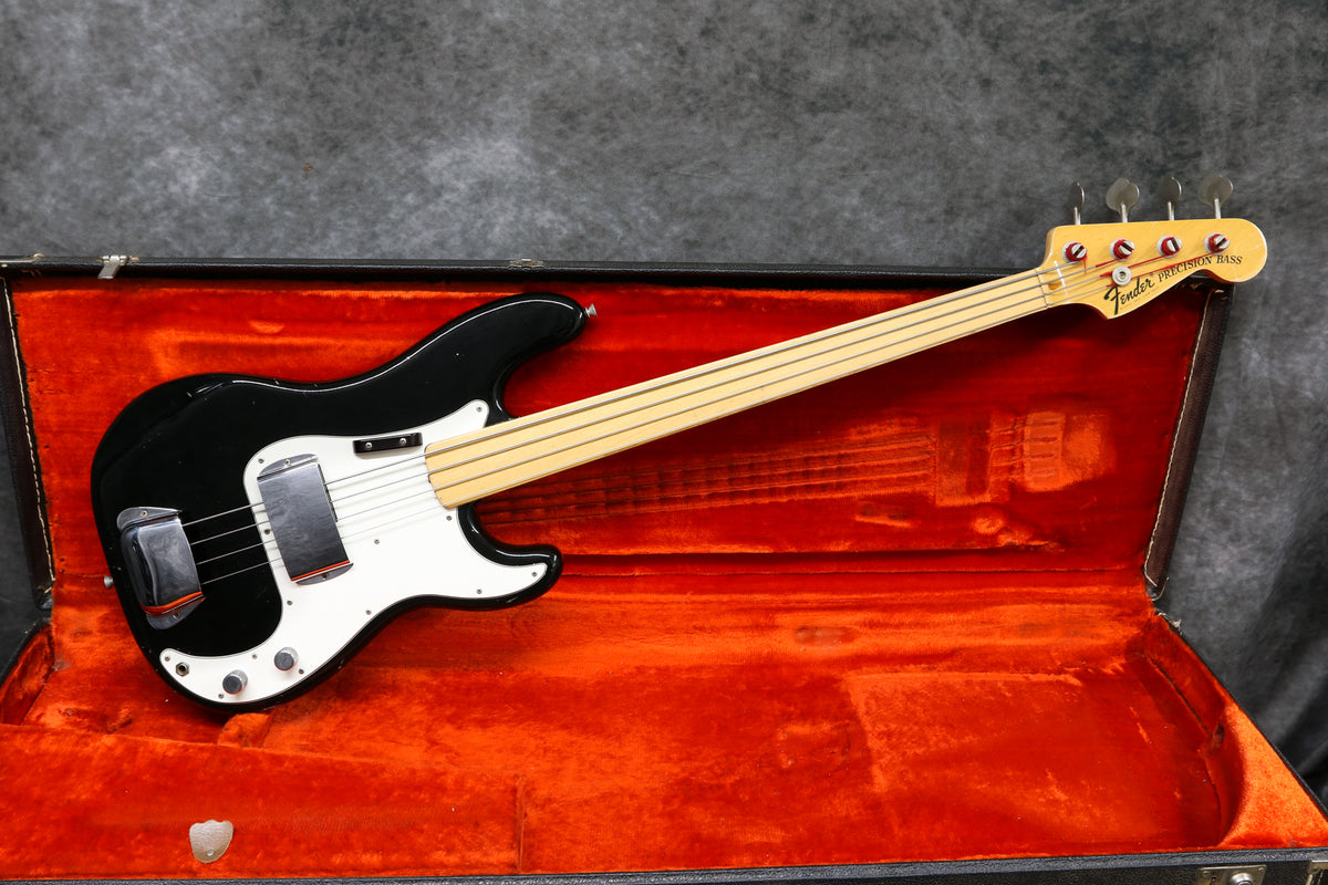 1974 Fender Precision Bass, Fretless, Black – Andy Baxter Bass