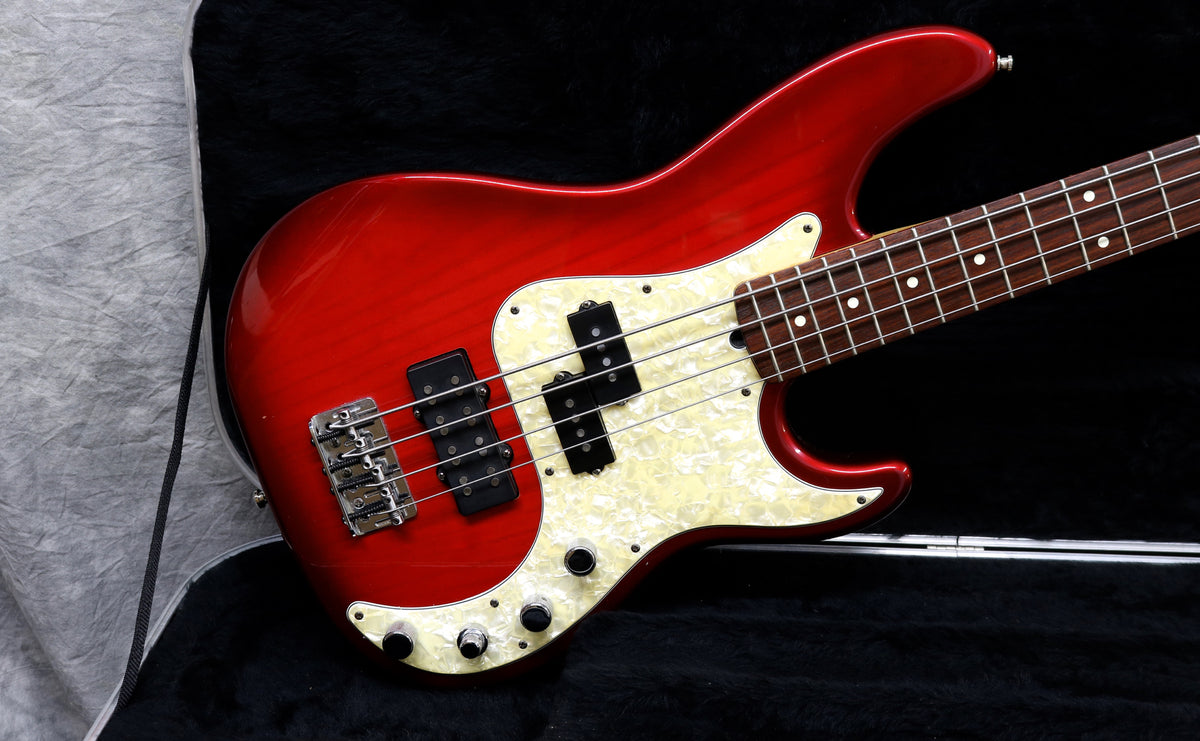 1996 Fender Precision Deluxe, Trans Red – Andy Baxter Bass & Guitars