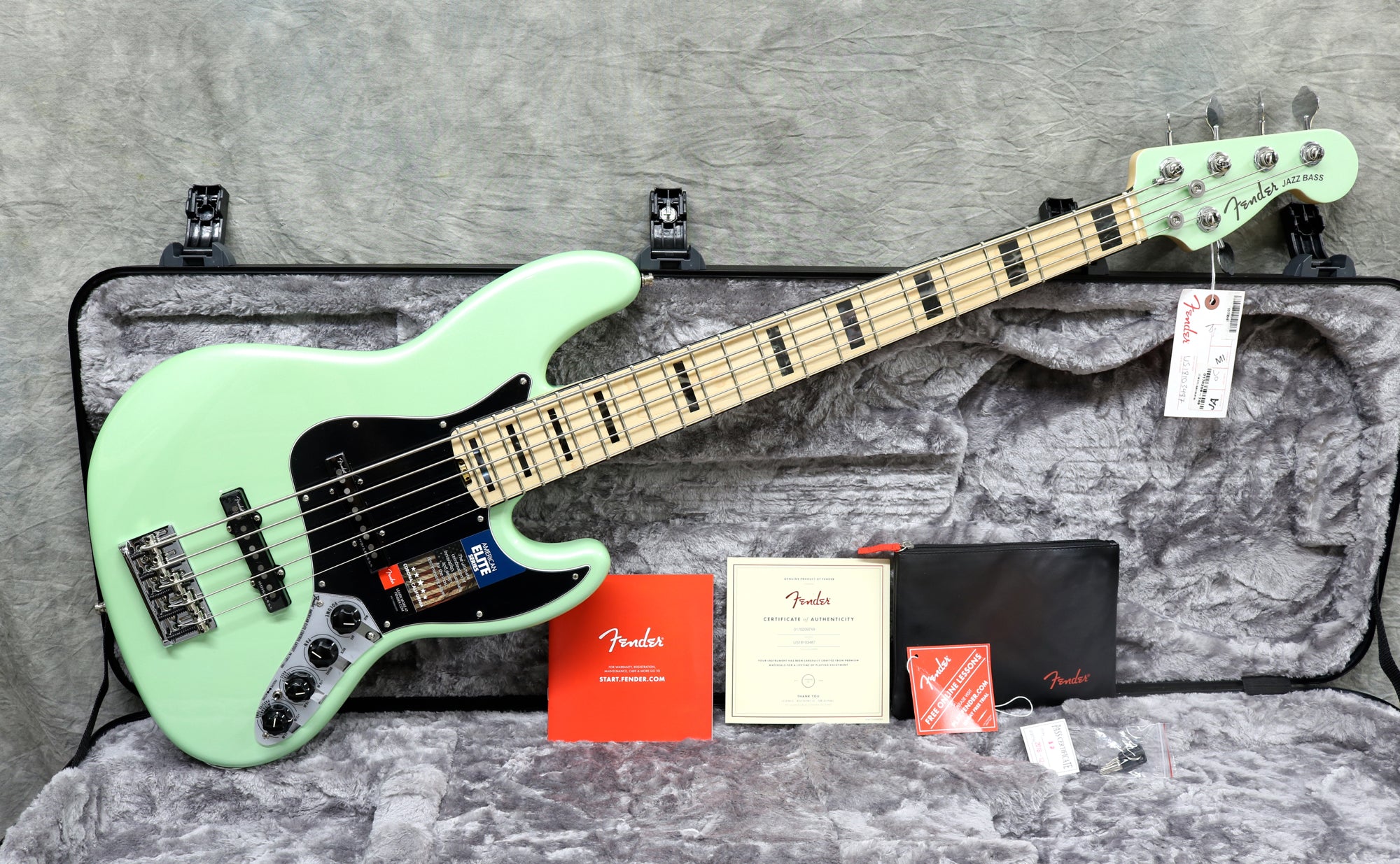 2018 Fender Ltd Edition American Elite Jazz Bass 5 Surf Pearl – Andy Baxter  Bass & Guitars